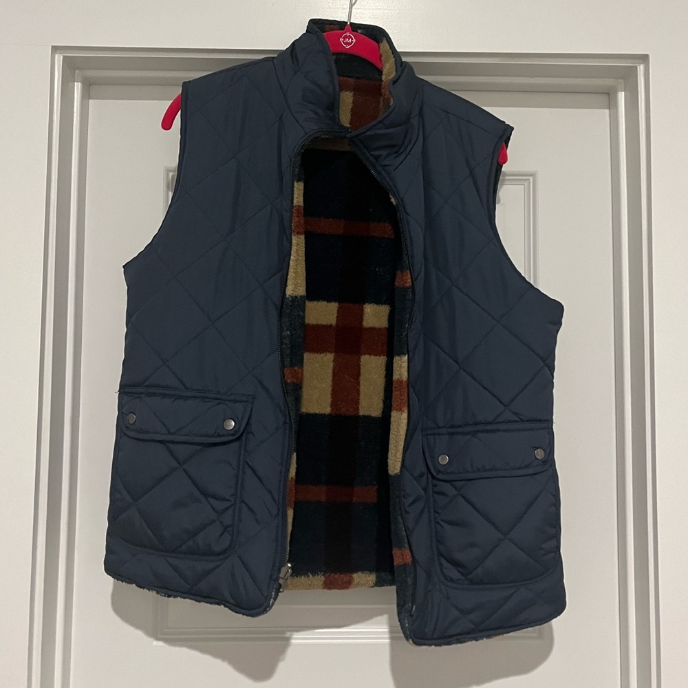 Reversible vest plaid/navy